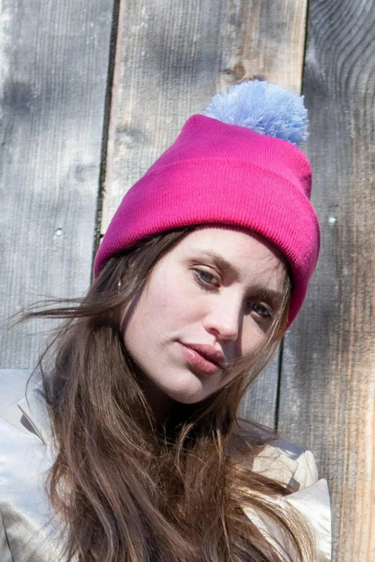 Red Mountain Syrah Winter Hat with Pom Pop