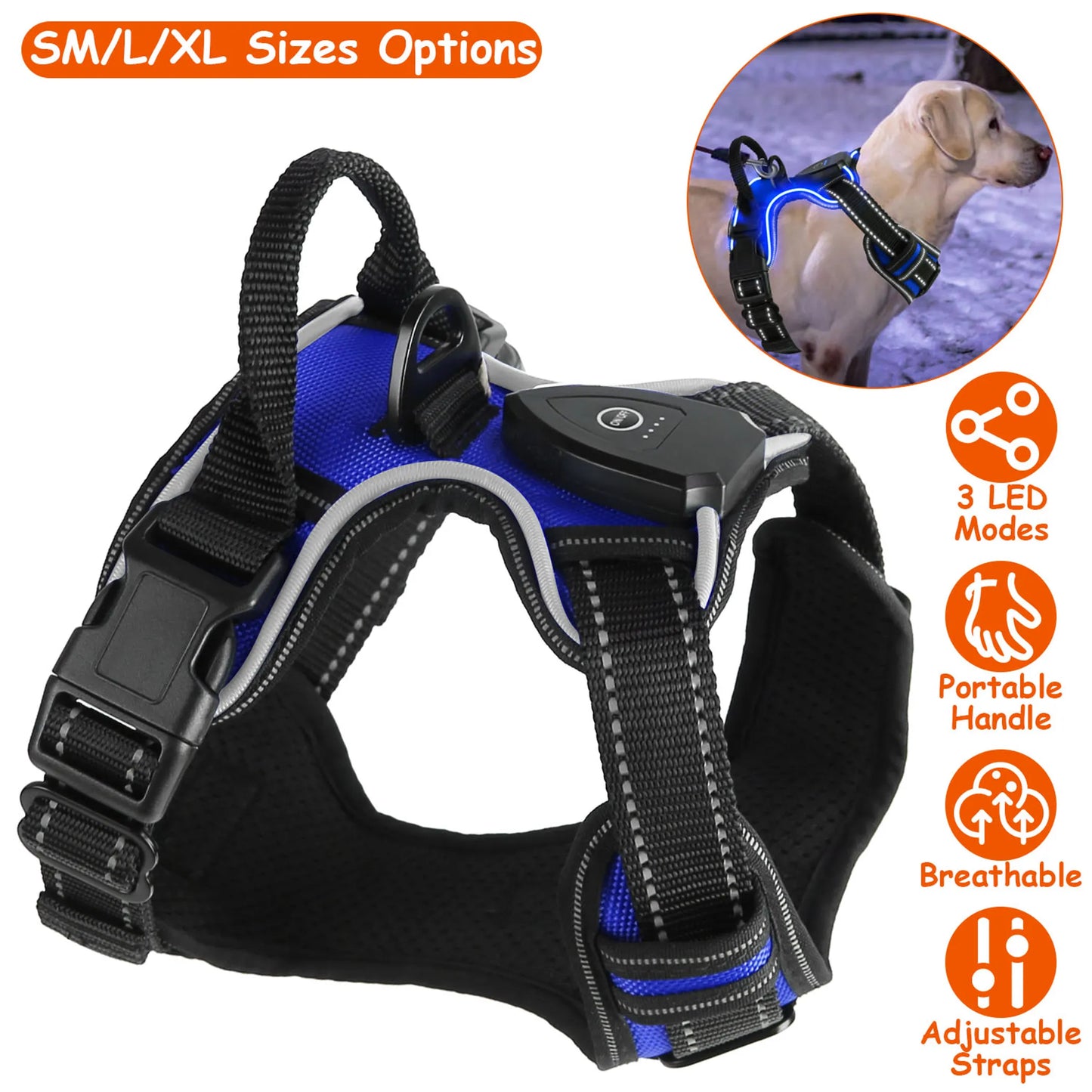 Light Up Dog Harness Rechargeable LED